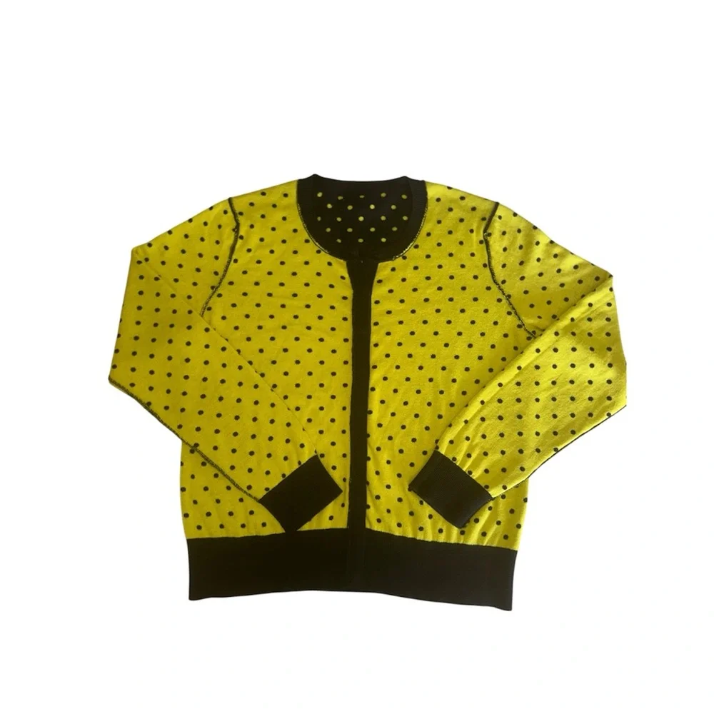 Banana Republic Navy and Yellow Polka Dot Cardigan - Picture 8 of 11